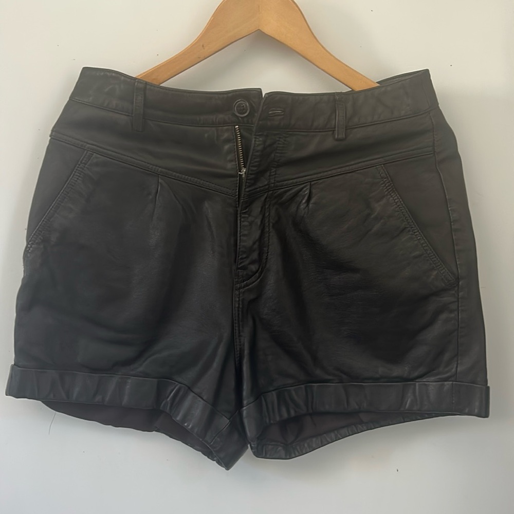 ba&sh black leather shorts